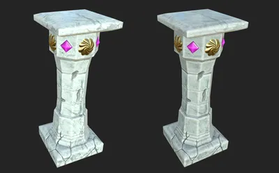 Before (left) and after (right) of the pillar with an adjusted color tone to match the rest of the environment.