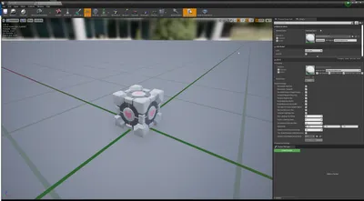 The companion cube inside the Unreal Engine.